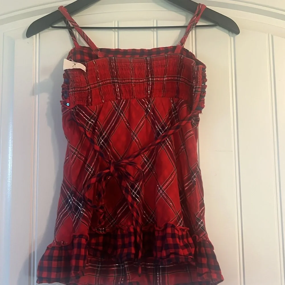 Justice Red Ruched Sequin Camisole size 14